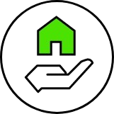 Ícone de otimização de recursos, uma mão com uma planta.
