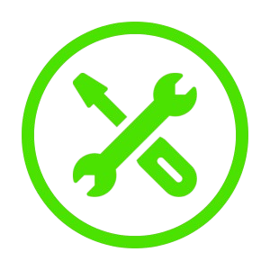 Ícone de manuteção com duas ferramentas sobrepostas.