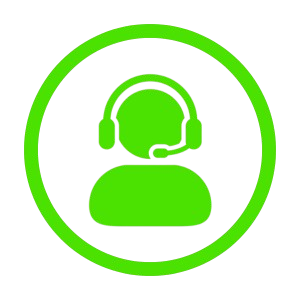 Ícone de serviço ao cliente 24/7 de uma pessoa com fones.